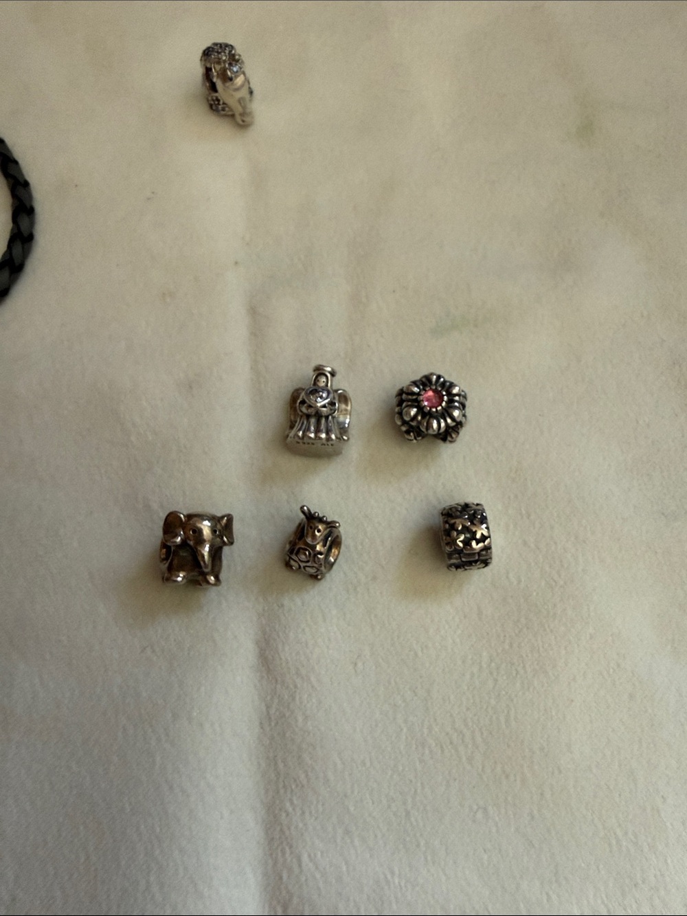 Lot of Pandora charms Sterling Silver Charm Set with Floral and Animal Motifs